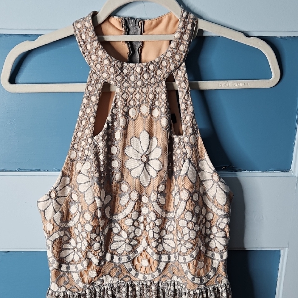 Jodi Kristopher Women's  Elegant Floral Lace Halter Dres Jrs 7 - Picture 3 of 13